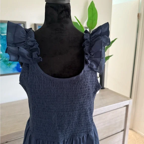 Elegant Navy Blue Women's Dress - Picture 2 of 14